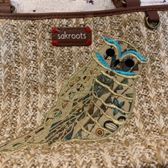 Sakroots Peace 🦉 Owl Straw Purse Handbag Boho - Picture 2 of 6